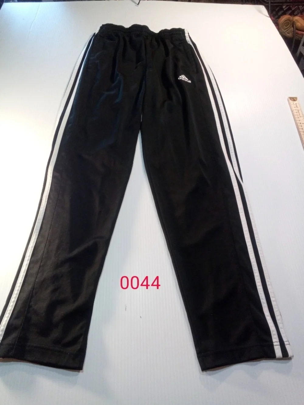 adidas Men's Black 3-Stripes Track Pants Pull On Elastic Waist L 28